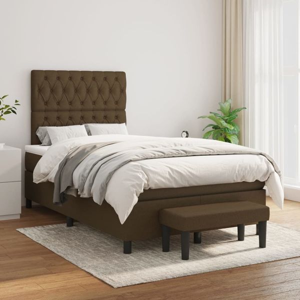 vidaXL Boxspring posteľ s matracom tmavohnedá 120x200 cm látka