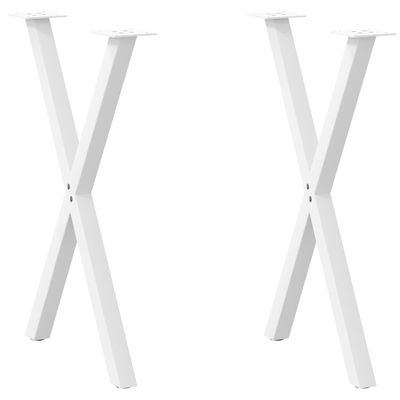 vidaXL Nohy k jedálenskému stolu v tvare X, 2 ks, biele, 57 x (72-73) cm, oceľové