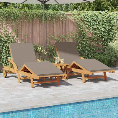 vidaXL Lehátko 2 pcs Sivohnedá 200 x 67 x 84 cm Pevné akáciové drevo