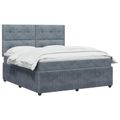 vidaXL LED boxspring posteľ s matracom Tmavosivá 160 x 200 cm Zamat