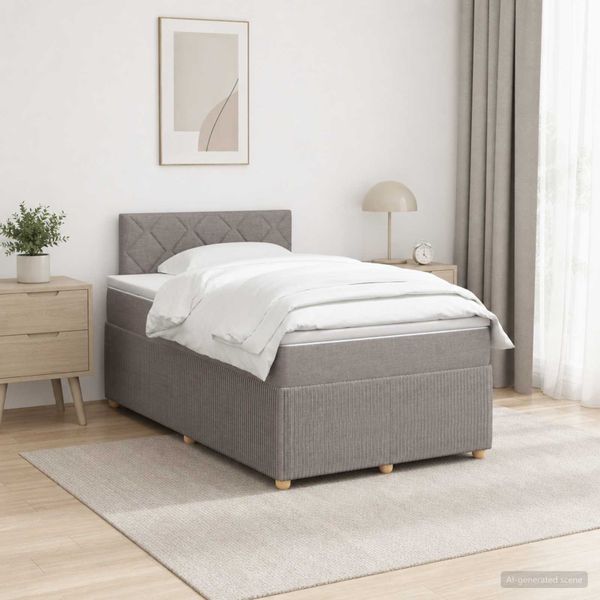 vidaXL Posteľ boxspring s matracom Sivohnedá 120 x 200 cm Látka