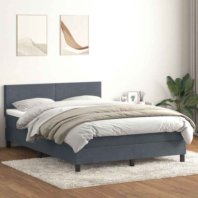 vidaXL Posteľný rám boxspring s matracom a LED tmavosivý 160x210 cm zamat