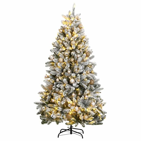 vidaXL Umelý výklopný vianočný stromček 300 LED a sada gúľ 180 cm