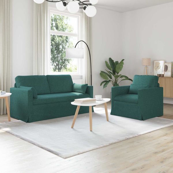vidaXL Sada pohoviek 2 pcs Tmavozelená 158 x 78 x 80 cm látka