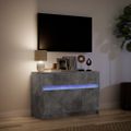 vidaXL TV stolík s LED betónovosivý 91x34x61 cm kompozitné drevo