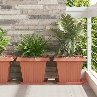 vidaXL Kvetináče 24 pcs Tehlovo červená 38 x 38 x 30 cm Plast