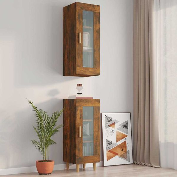 vidaXL Závesná nástenná skrinka dymový dub 34,5x34x90 cm