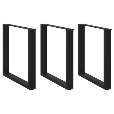vidaXL Nohy k jedálenskému stolu v tvare U, 3 ks, čierne, 80 x (72-73) cm, oceľové