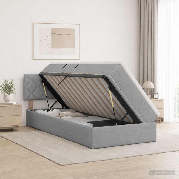 vidaXL Postel s úložným prostorem a matrací Svetlosivá 90 x 200 cm