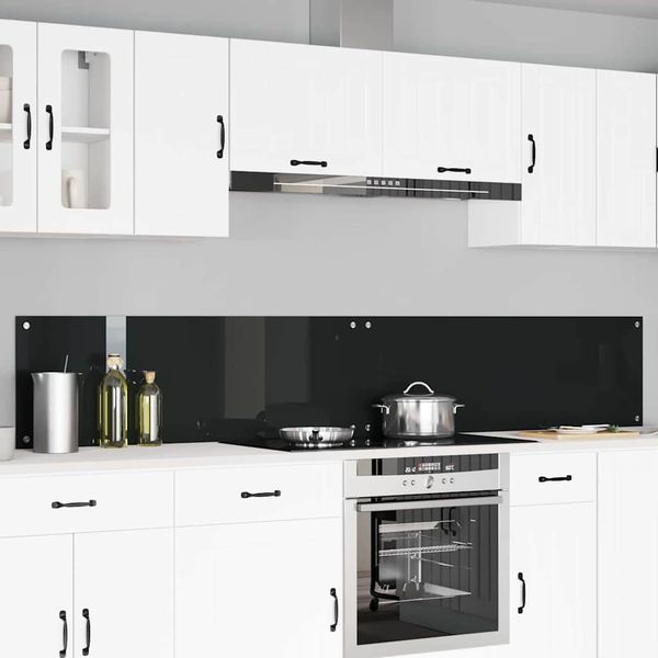 vidaXL Kuchynský obklad 2 pcs Čierna 120 x 40 cm tvrdené sklo