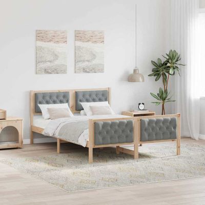 vidaXL Rám postele Svetlosivá 150 x 200 cm Masívne borovicové drevo