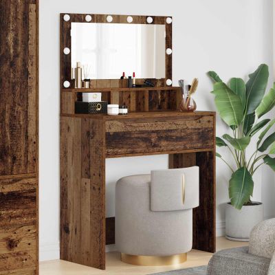 vidaXL Toaletné stolíky do spálne Staré drevo 80 x 39,6 x 135 cm