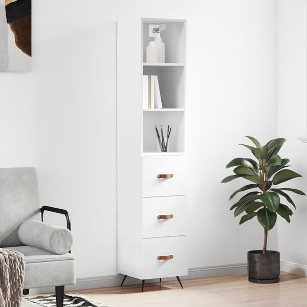 vidaXL Vysoká skrinka biela 34,5x34x180 cm spracované drevo