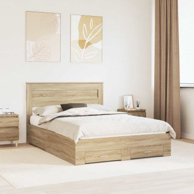 vidaXL Rám postele Sonoma dub 140 x 190 cm Kompozitné drevo