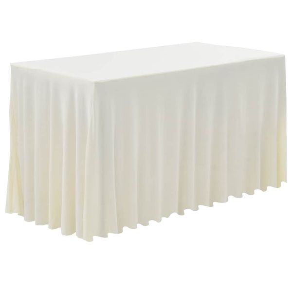 vidaXL Naťahovacie obrusy na stôl so závesom 2 ks krémové 243x76x74 cm