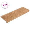 vidaXL Schodové rohože 15 ks 65x21x4 cm béžové s obdĺžnikovým okrajom