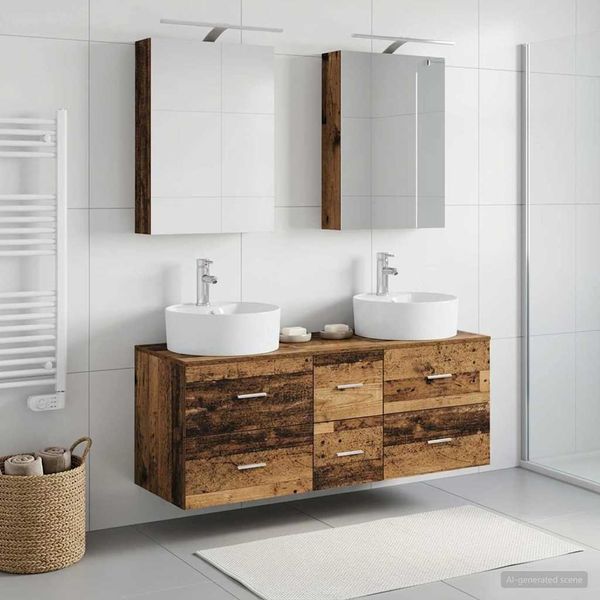 vidaXL Sada kúpeľňového nábytku 5 pcs Staré drevo