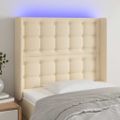 vidaXL Čelo postele s LED krémové 103x16x118/128 cm látka