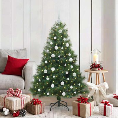 vidaXL Umelý vianočný stromček s 150 LED-i Zelená 150 cm PE a PVC