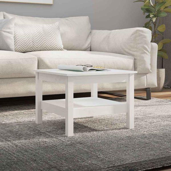 vidaXL Konferenčný stolík biely 55x55x40 cm borovicové drevo
