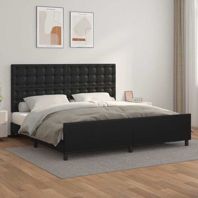 vidaXL Posteľný rám s čelom čierny 200x200 cm umelá koža