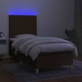 vidaXL Posteľ boxsping s matracom a LED tmavohnedá 80x200 cm látka