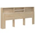 vidaXL Čelo postele so skrinkou biele a dub sonoma 220x19x103,5 cm