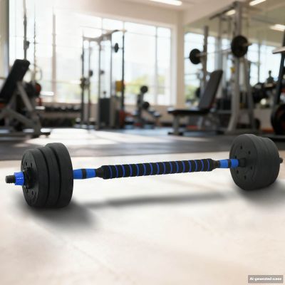 vidaXL 2-v-1 set činiek a činky 20 kg Čierna a modrá