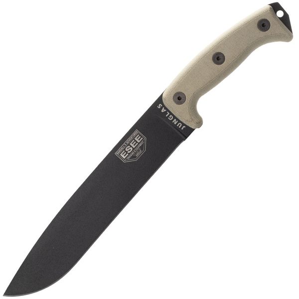 ESEE JUNGLAS-E Black mačeta 26,4 cm, čierna, hnedá Tan, Micarta, puzdro Kydex, MOLLE