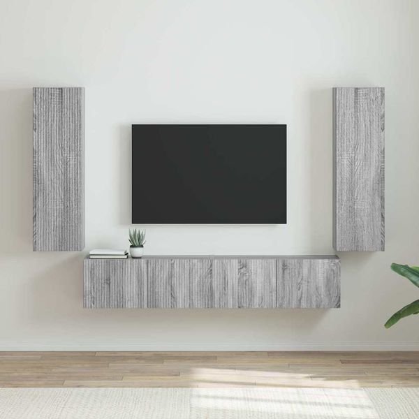 vidaXL TV nástenná skriňa Nástenný 2 pcs Sivý Sonoma 30 x 31 x 100 cm