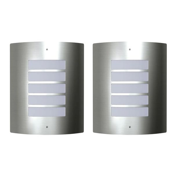 2 nástenné svietidlá, 60 W, nehrdzavejúca oceľ, vodeodolné
