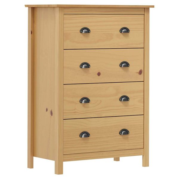 vidaXL Komoda Hill so 4 zásuvkami 79x40x110 cm, borovicový masív