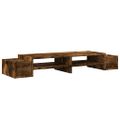 vidaXL Stojan na monitor s policou dymový dub 100x27x15 cm komp. drevo