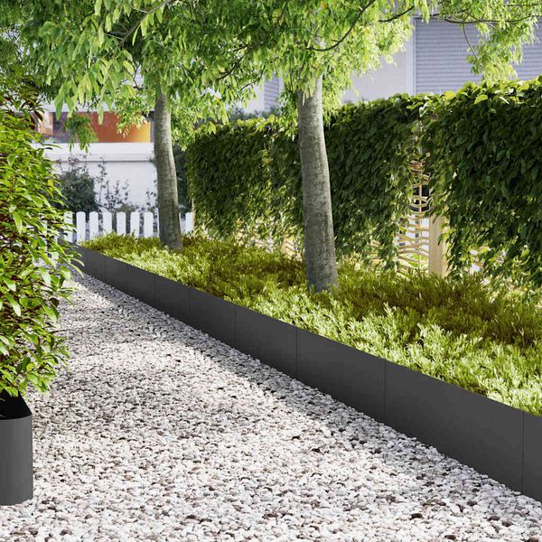 vidaXL Obrubník trávnika 30 pcs Čierna 100 x 0,05 x 30 cm