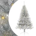 vidaXL Umelý predsvietený vianočný stromček Strieborná 150 cm PET