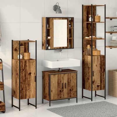 vidaXL Sada kúpeľňového nábytku 4 pcs Hnedá 33 x 33 x 185.5 cm
