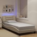 vidaXL Rám postele s LED bez matraca Hvar Krémová 80x200 cm Látka
