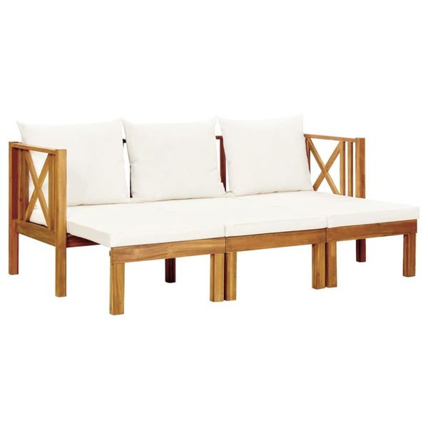 vidaXL 3-miestna záhradná lavica s vankúšmi 179 cm akáciový masív