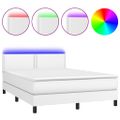 vidaXL Boxspring posteľ s matracom a LED biela 140x190 cm umelá koža