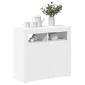 vidaXL Komoda s LED svetlami lesklá biela 80x35x75 cm