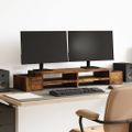 vidaXL Stojan na monitor s policou dymový dub 100x27x15 cm komp. drevo