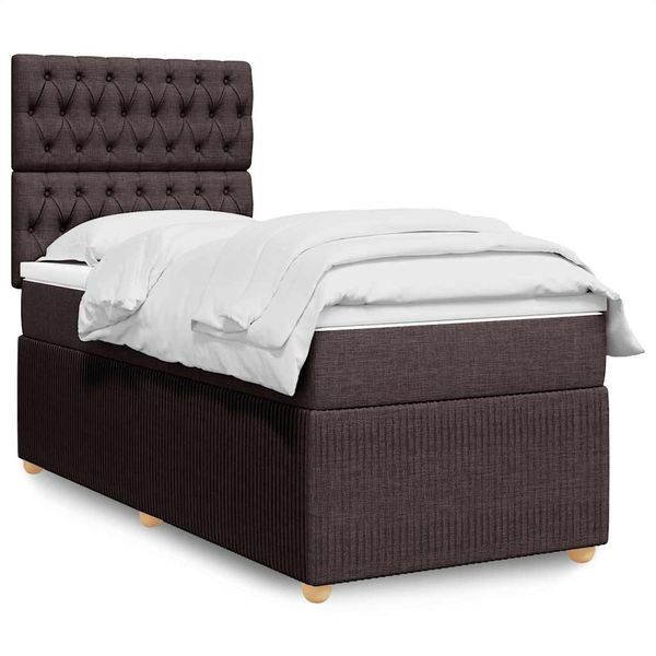 vidaXL Posteľný rám boxsping s matracom hnedý 90x200 cm látka