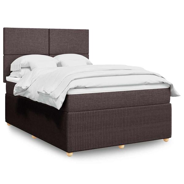vidaXL Boxspring posteľ s matracom tmavohnedá 140x190 cm látka