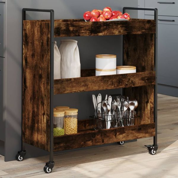 vidaXL Kuchynský vozík dymový dub 70x30x82 cm kompozitné drevo