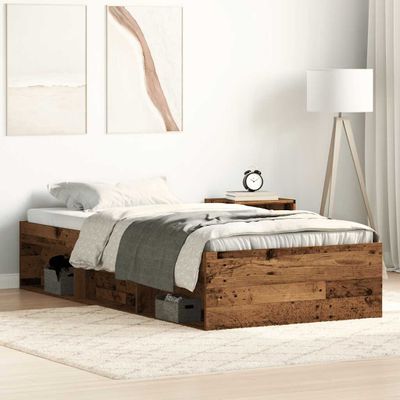 vidaXL Posteľný rám bez matraca staré drevo 75x190 cm kompozitné drevo
