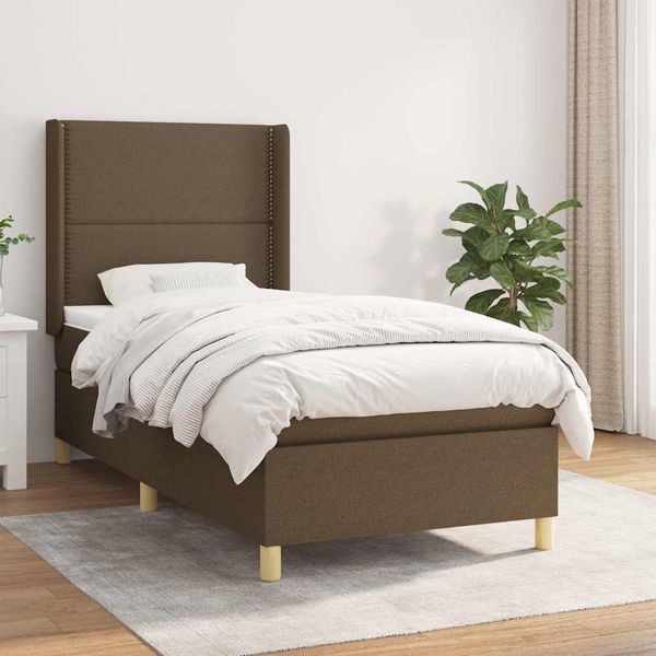 vidaXL Posteľný rám boxsping s matracom hnedý 80x200 cm látka