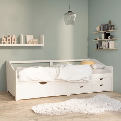 vidaXL 3-miestna posteľ so zásuvkami biela masívna borovica 90x200 cm