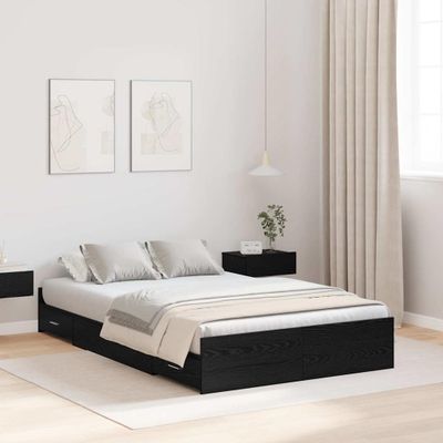 vidaXL Rám postele s úložným prostorem Čierny dub 120 x 190 cm