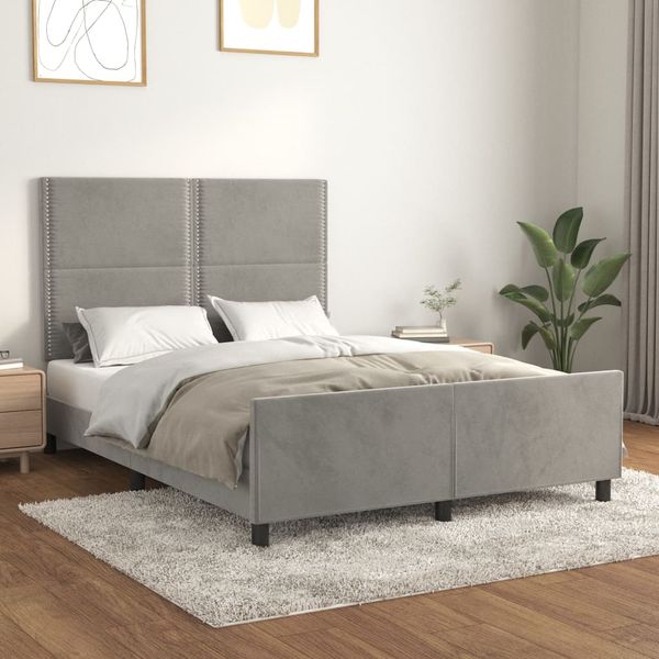 vidaXL Posteľ bez matraca bledosivý 140x190 cm zamat