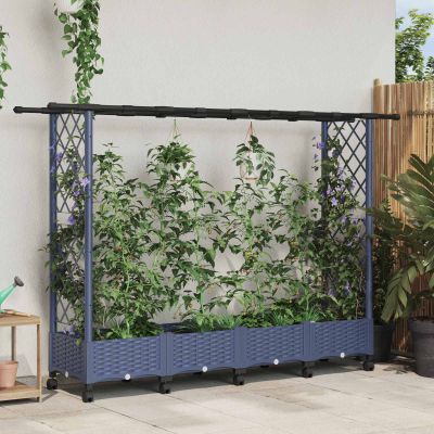 vidaXL Vyvýšený záhon s mriežkou a strechou Sivá 203 x 40 x 127 cm PP